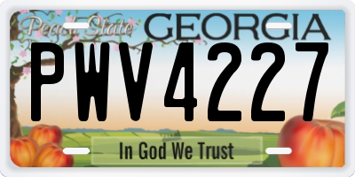GA license plate PWV4227