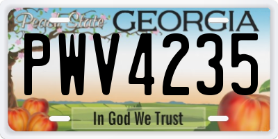 GA license plate PWV4235