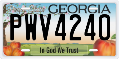 GA license plate PWV4240