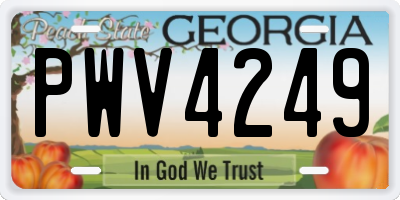GA license plate PWV4249