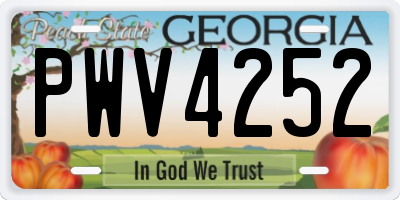 GA license plate PWV4252