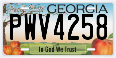 GA license plate PWV4258