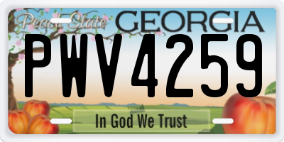 GA license plate PWV4259