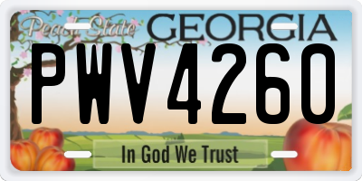 GA license plate PWV4260