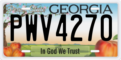 GA license plate PWV4270