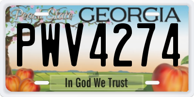 GA license plate PWV4274