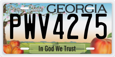 GA license plate PWV4275