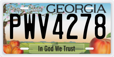 GA license plate PWV4278
