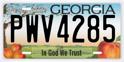 GA license plate PWV4285