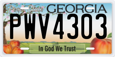 GA license plate PWV4303