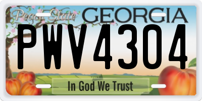 GA license plate PWV4304