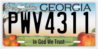GA license plate PWV4311