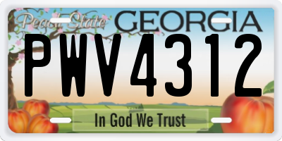 GA license plate PWV4312