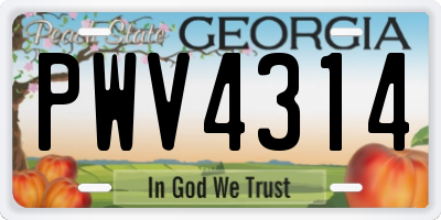 GA license plate PWV4314