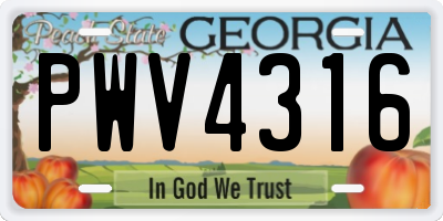 GA license plate PWV4316