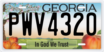 GA license plate PWV4320