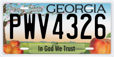 GA license plate PWV4326