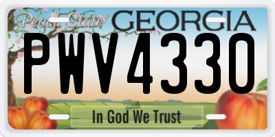 GA license plate PWV4330