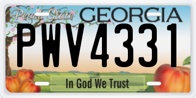 GA license plate PWV4331