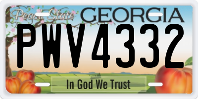 GA license plate PWV4332