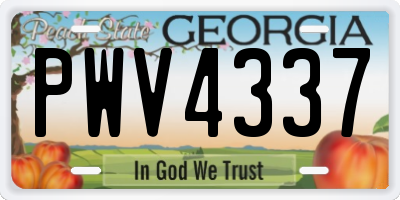 GA license plate PWV4337