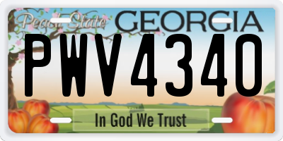 GA license plate PWV4340