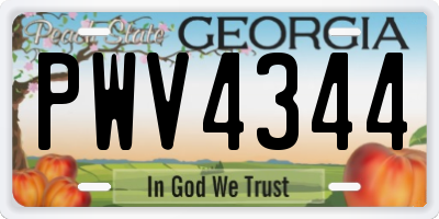 GA license plate PWV4344