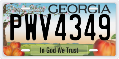 GA license plate PWV4349