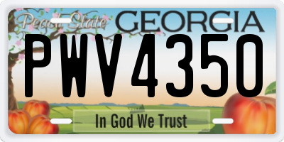 GA license plate PWV4350