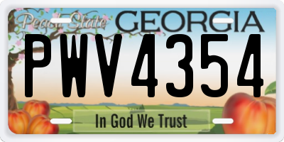 GA license plate PWV4354