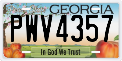 GA license plate PWV4357