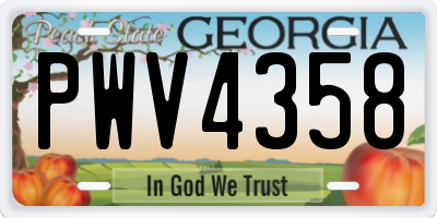 GA license plate PWV4358
