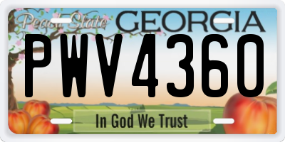 GA license plate PWV4360