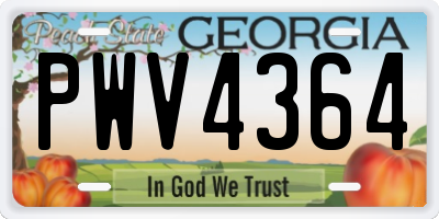 GA license plate PWV4364