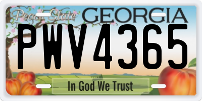 GA license plate PWV4365