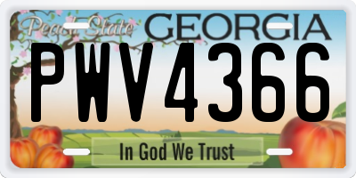 GA license plate PWV4366