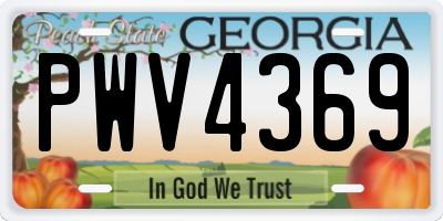 GA license plate PWV4369