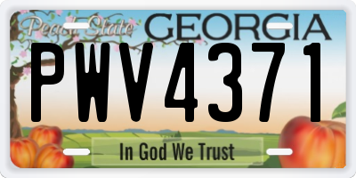 GA license plate PWV4371