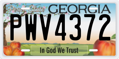 GA license plate PWV4372