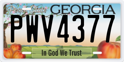 GA license plate PWV4377
