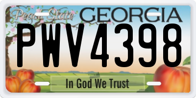 GA license plate PWV4398