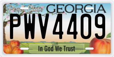 GA license plate PWV4409