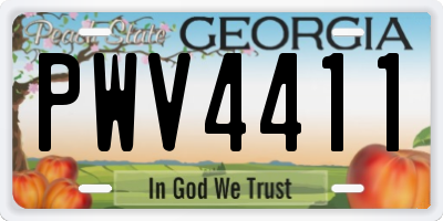 GA license plate PWV4411