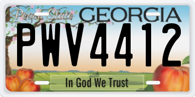 GA license plate PWV4412