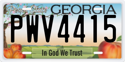 GA license plate PWV4415