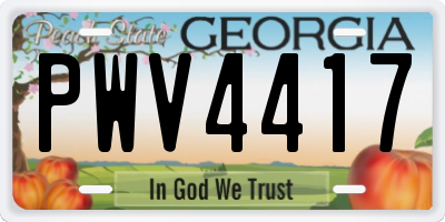 GA license plate PWV4417