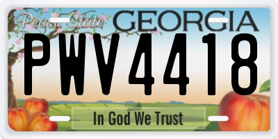 GA license plate PWV4418