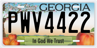 GA license plate PWV4422