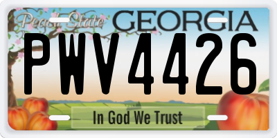 GA license plate PWV4426