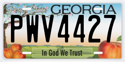 GA license plate PWV4427